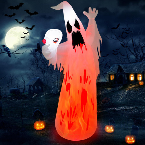 Danxilu 8 FT Giant Halloween Inflatables Ghost with Rotating Flame LED Light Outdoor Decorations, Halloween Inflatable Blow Up Outdoor Holiday Yard Decorations for Garden Lawn Halloween Decor