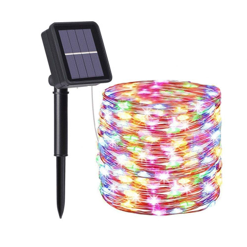 WANG KAI KAI SHOP Solar String Lights with 8 Modes Fairy Lights LED Waterproof Light Copper Wire String Lights Remote Control Solar Fairy Lights (Color : Color, Size : 12M100LED)