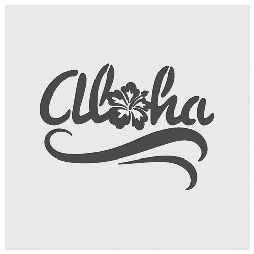 Aloha with Hibiscus Flower Hawaii Wall Cookie DIY Craft Reusable Stencil - 4.5 Inch