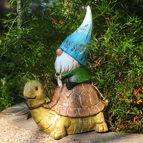 CYnice Garden Gnome Statue Outdoor Decor - Garden Gnomes Sitting on Turtle Statue for Garden Yard Patio Lawn Decorations,Gnome Gifts CYnice Garden Gnome Statue Outdoor Decor - Garden Gnomes Sitting on Turtle Statue for Garden Yard Patio Lawn Decorations,Gnome Gifts