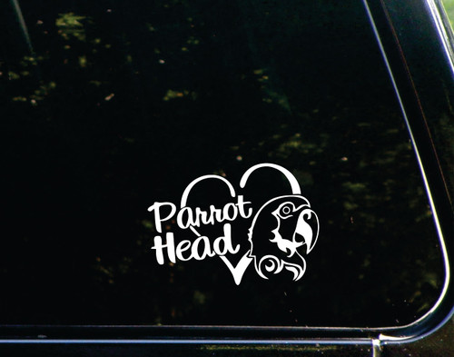 Parrot Head for Cars Funny car Vinyl Bumper Sticker Window Decal | White | 5.25" inch Parrot Head for Cars Funny car Vinyl Bumper Sticker Window Decal | White | 5.25" inch