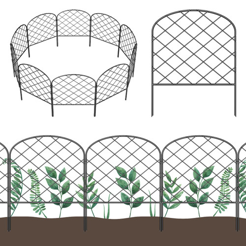 OUSHENG Free Assembly Decorative Garden Fence 10 Pack, Total 10ft(L) x 17in(H) Animal Barrier Fence Border, Rustproof Metal Wire Edge Section Edging Panel for Patio Garden Yard, Arched OUSHENG Free Assembly Decorative Garden Fence 10 Pack, Total 10ft(L) x 17in(H) Animal Barrier Fence Border, Rustproof Metal Wire Edge Section Edging Panel for Patio Garden Yard, Arched