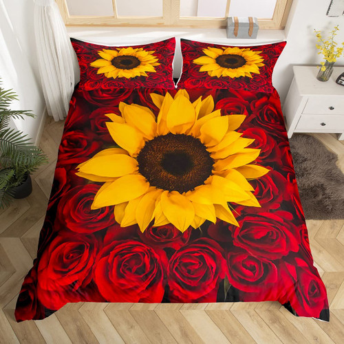 Feelyou Rose Duvet Cover Sunfolwer Bedding Set for Kids Boys Girls Children Rose Floral Print Comforter Cover Ultra Soft Decor Flower Pattern Hippie Bedspread Cover Garden Theme Queen Size Zipper Feelyou Rose Duvet Cover Sunfolwer Bedding Set for Kids Boys Girls Children Rose Floral Print Comforter Cover Ultra Soft Decor Flower Pattern Hippie Bedspread Cover Garden Theme Queen Size Zipper