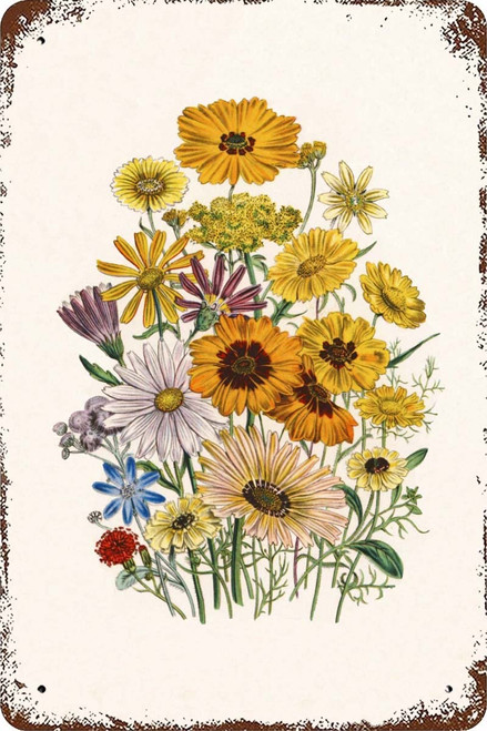 Xiddxu Garden Flowers Tin Sign Vintage Daisy Flowers Metal Tin Sign for Farm Home Garden Coffee Wall Decoration 12x16inch