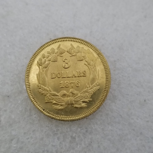 Antique Arts and Crafts American 1876 3 Gold Coins Silver Dollars Silver Dollars Foreign Trade Collection