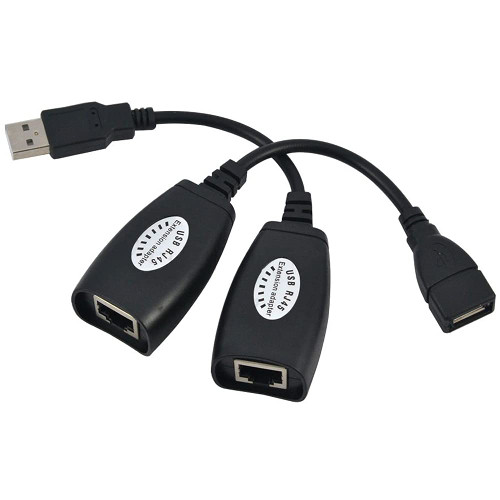 1 Pair USB 2.0 Extension Extender Adapter Male & Female Up to 150ft Using CAT5/CAT5E/6 RJ45 LAN Network Ethernet Repeater Cable