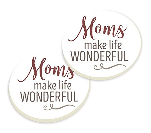 P. GRAHAM DUNN Moms Make Life Wonderful White 3 x 3 Ceramic Car Coasters 2 Pack