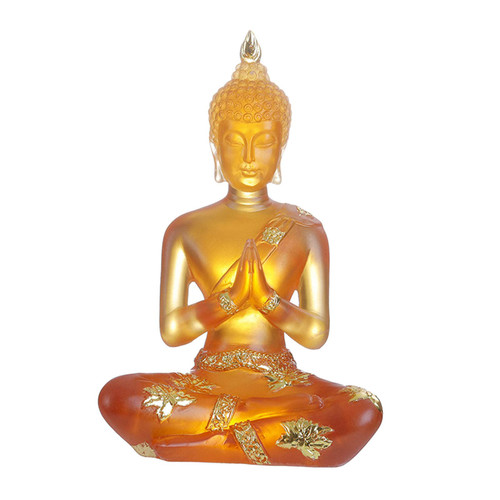 Gazechimp Clear Buddha Statue, Meditation Shakyamuni Sitting Figurine Sculpture Resin Craft, Desktop Home Yoga Decoration Collectibles, Yellow