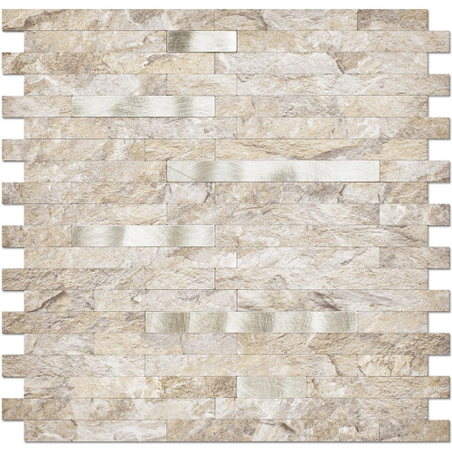 DICOFUN 1-Sheet Peel and Stick Backsplash Wall Tile, PVC Kitchen Backsplash Peel and Stick in Sandstone