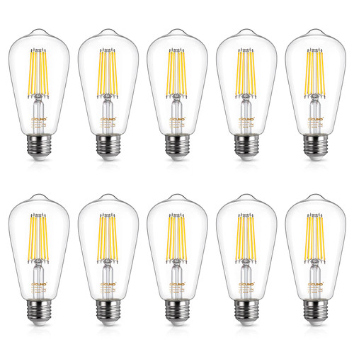 DiCUNO ST64 Edison LED Bulb 60W Equivalent, 6W Daylight White 4500K Dimmable Vintage LED Light Bulbs, 700LM E26 Medium Base with Clear Glass for Dining Room, Kitchen Lighting,Pack of 10