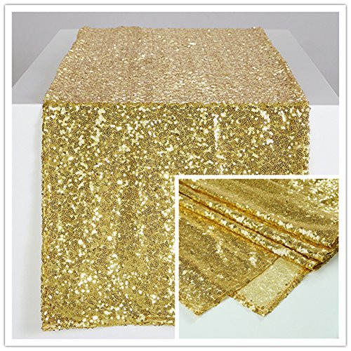 Zdada 12 by 70-Inch Gold Sequin Table Runner For Wedding/Christmas