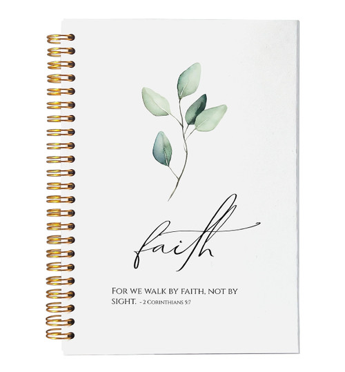 VNWEK Christian Notebook,Bible Journaling Notebook,Bible Journal,Church Notes Notebook,2 Corinthians 5:7 Walk by Faith Spiral Notebook Journal 5.5x8.3 Inch,Christian Journals for Women