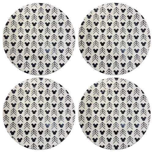 Disney Parks Hidden Mickey Homestead Collection Kitchen Stoneware Salad Plates Dessert Plates, Set of 4