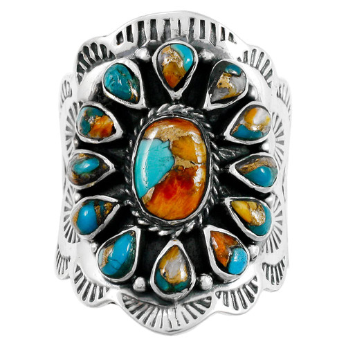 Turquoise Ring Sterling Silver 925 Genuine Gemstones Size 6 to 11 (Spiny Turquoise) (9) Turquoise Ring Sterling Silver 925 Genuine Gemstones Size 6 to 11 (Spiny Turquoise) (9)