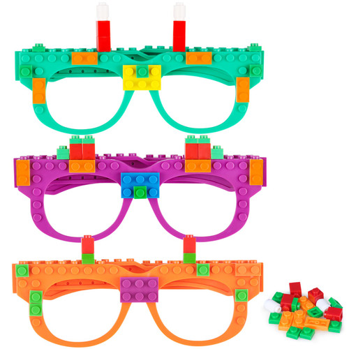 Hxezoc 12 Pcs DIY Building Bricks Glasses Building Blocks Games for Kids Creative Building Block Party Favors, Carnival Birthday Party Games Supplies