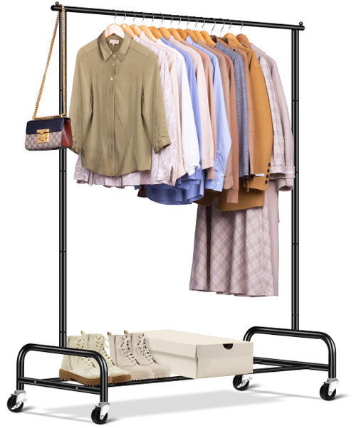 SLEEPING LAMB Heavy Duty Clothing Racks for Hanging Clothes Rack, 43" Wide Rolling Garment Rack Metal Clothing Hanger Rack with Wheels Wardrobe Rack for Coats, Shirts, Dress, (Black) SLEEPING LAMB Heavy Duty Clothing Racks for Hanging Clothes Rack, 43" Wide Rolling Garment Rack Metal Clothing Hanger Rack with Wheels Wardrobe Rack for Coats, Shirts, Dress, (Black)