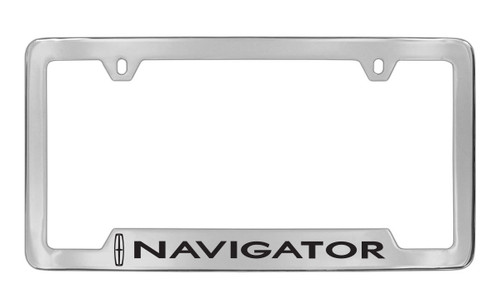 Lincoln Navigator Chrome Metal License Plate Frame Holder, Bottom Engraved 4 Hole