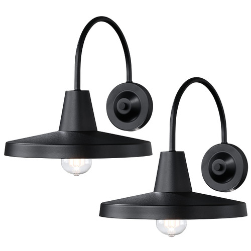 DOCIUEON Gooseneck Barn Light Fixture, Outdoor Wall Light for Porch, Farmhouse Wall Sconces Waterproof Exterior Wall Lantern for Patio Porch Doorway Garage 2 Pack (Matte Black)