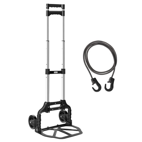 Teprovo Folding Hand Truck Dolly Extended Handle,Height 43.3in Aluminum Fold Up Dolly, Portable Hand Truck Folding Lightweight, Foldable Hand Cart 175lbs Capacity,Home, Auto, Office, Travel Use