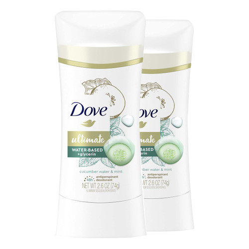 Dove Ultimate Antiperspirant Deodorant Stick Cucumber Water and Mint 2.6 oz 2 Count