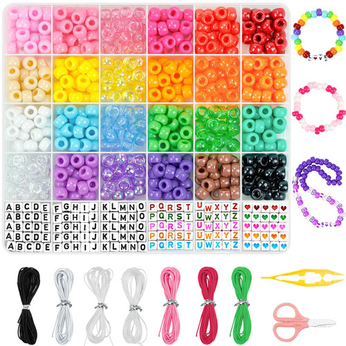 Dowsabel Bracelet Making Kit, Friendship Bracelet kit Kandi Pony Beads for Bracelet Making, Hair Beads with Letter Beads Heart Beads for Jewelry DIY Crafts Gifts for Girls Kids Adults