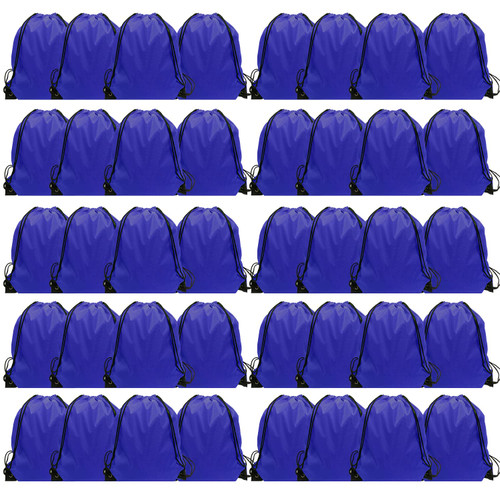 GoodtoU Drawstring Bags Bulk, 40 Pcs Draw String Bags Cinch Bag Drawstring Gym Bag Sackpack Drawstring Backpack for Women Men, Blue