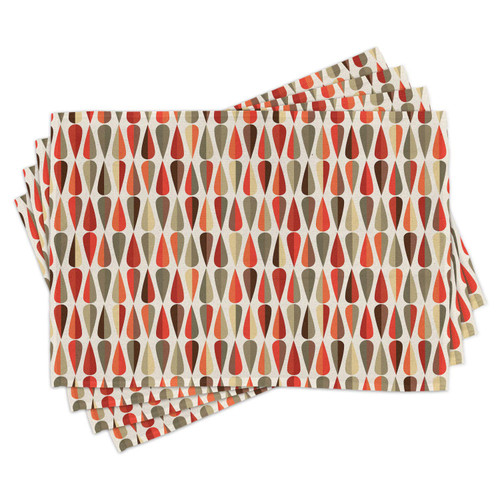 Ambesonne Retro Place Mats Set of 4, Sixties and Seventies Style Geometric Round Shaped Repeated Symmetric Design, Washable Fabric Placemats for Dining Table, Standard Size, Orange Cream Ambesonne Retro Place Mats Set of 4, Sixties and Seventies Style Geometric Round Shaped Repeated Symmetric Design, Washable Fabric Placemats for Dining Table, Standard Size, Orange Cream