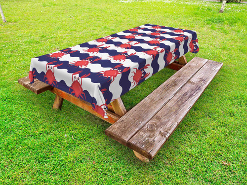 Ambesonne Crabs Outdoor Tablecloth, Nautical Maritime Theme Crabs on Striped Background Illustration Print, Decorative Washable Picnic Table Cloth, 58" X 104", Red Blue Ambesonne Crabs Outdoor Tablecloth, Nautical Maritime Theme Crabs on Striped Background Illustration Print, Decorative Washable Picnic Table Cloth, 58" X 104", Red Blue