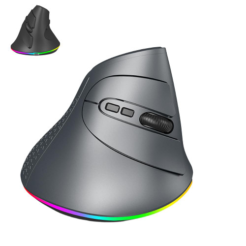 Wireless Mouse Bluetooth Ergonomic Vertical Mouse Dual Mode Large Rechargeable USB Optical Vertical Mouse Cordless Mice for PC Desktop Computer Laptop iPad Macbook Pro Air,3200 DPI,7 Buttons,RGB Light