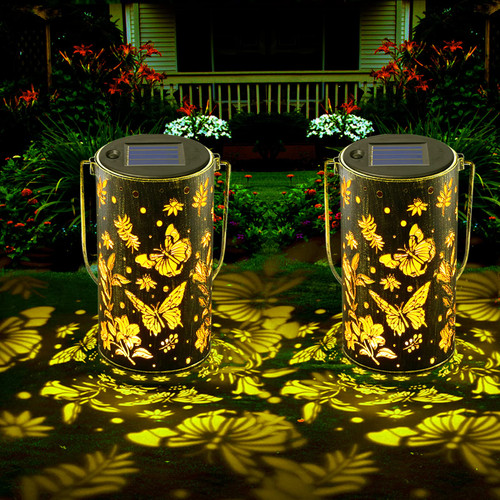 Taomika 2 Pack Solar Lanterns Garden Hanging Solar Lantern Outdoor Waterproof, Solar Lantern Light Butterfly Solar Lights for Patio Yard, Pathway, Fence, Walkway, Decorative Lamp Taomika 2 Pack Solar Lanterns Garden Hanging Solar Lantern Outdoor Waterproof, Solar Lantern Light Butterfly Solar Lights for Patio Yard, Pathway, Fence, Walkway, Decorative Lamp