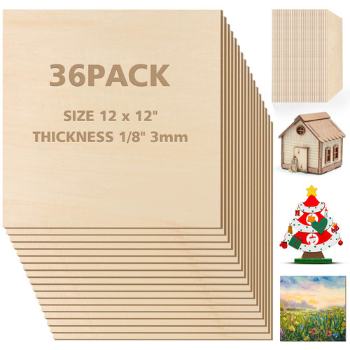 Basswood Sheets 1/8 x 12 x 12 inch - 3mm Basswood Sheets Plywood Sheets Balsa Wood, 36Pcs Square Unfinished Wood Board for DIY Crafts, Laser Cutting, Wood Burning, Painting, Model Carving Basswood Sheets 1/8 x 12 x 12 inch - 3mm Basswood Sheets Plywood Sheets Balsa Wood, 36Pcs Square Unfinished Wood Board for DIY Crafts, Laser Cutting, Wood Burning, Painting, Model Carving