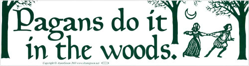 AzureGreen Pagans Do It in The Woods - Bumper Sticker/Decal (11.5" X3")