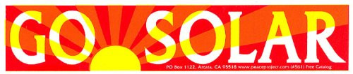 Peace Resource Project Go Solar - Small Bumper Sticker or Laptop Decal (5.5" x 1.25")