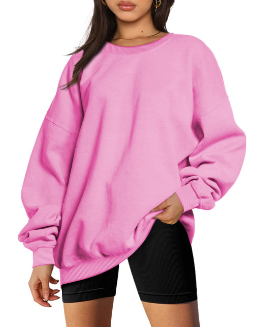 EFAN Preppy Clothes Sweatshirts Hoodies for Women Teen Girls Oversized Sweaters Cute Outfits 2023 Y2K Crew Neck Pullover Tops Pink