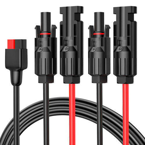 ELECTOP 2-in-1 Solar Panel Connector Extension Cable, Compatible with Anderson Connector Solar Y Branch Connectors Parallel Adapter Cable for Solar Panels Portable Power Station Solar Generator RV