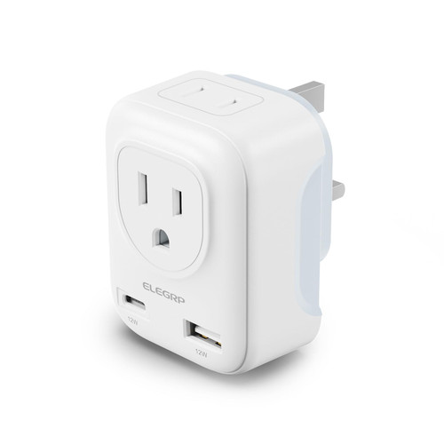 ELEGRP UK Travel Plug Adapter, US to UK Plug Adapter Converter with USB-A & USB-C Ports, Type G Travel Adapter for Ireland Scotland England British Hong Kong Irish Singapore Dubai Kenya, FCC, 1 Pack ELEGRP UK Travel Plug Adapter, US to UK Plug Adapter Converter with USB-A & USB-C Ports, Type G Travel Adapter for Ireland Scotland England British Hong Kong Irish Singapore Dubai Kenya, FCC, 1 Pack