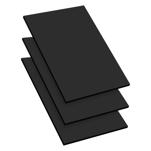 Mega Format Expanded PVC Plastic Sheets - 11" X 17" Rigid Black Sheet for Crafts, Signage, & Displays - Sintra, Celtec PVC Board - Waterproof for Outdoors Use - 1/4" 6mm Thick - 3-Pk-Black