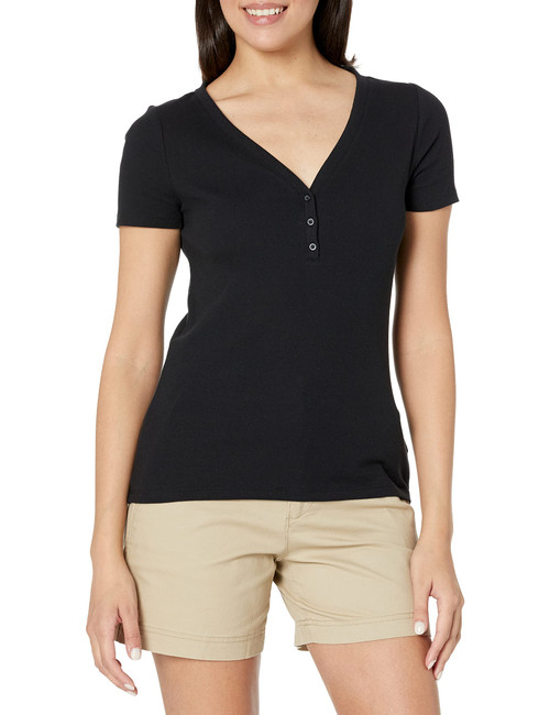 GAP Womens Ribbed Henley True Black V2 XL