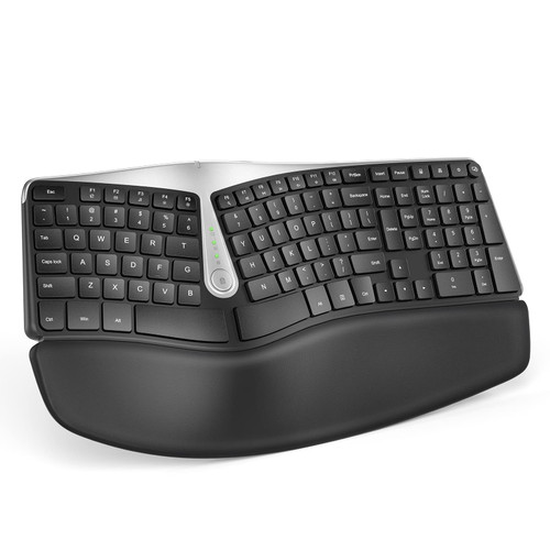 Nulea Wireless Ergonomic Keyboard, 2.4G Split Keyboard with Cushioned Wrist and Palm Support, Arched Keyboard Design for Natural Typing, Compatible with Windows/Mac