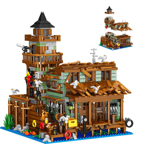 Etarnfly Fishing Village Store House Building Set, 1881pcs Mini Building Blocks Set - Not Compatible with Lego, Ideas Creative Building Gift for Adults and Teens
