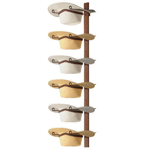 FLUFFYTREE Cowboy Hat Rack, 6 Pieces Hat Rack for Cowboy Hats with Wooden Board, Metal Cowboy Hat Holder Wall Storage Hat Holder-Organize Western Hats with Style and Ease