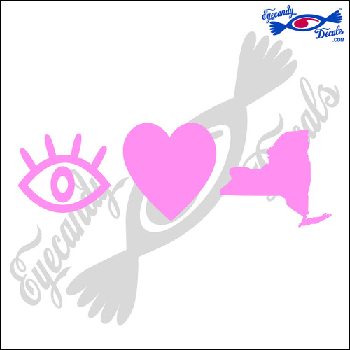 Eyecandy Decals Eye Heart New York 6 INCH Decal Sticker Light Pink