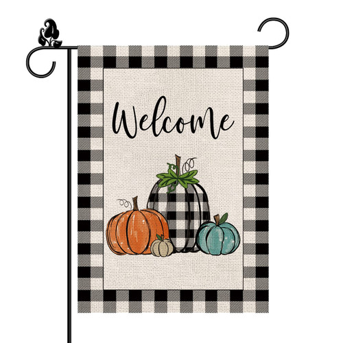 Fall Garden Flag Pumpkins Check Buffalo Harvest Thanksgiving Burlap Vertical Double Sided Outdoor Decorations Autumn Yard Decor 12.5 x 18 Inch Fall Garden Flag Pumpkins Check Buffalo Harvest Thanksgiving Burlap Vertical Double Sided Outdoor Decorations Autumn Yard Decor 12.5 x 18 Inch