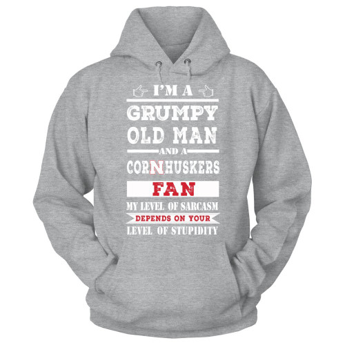 FanPrint Nebraska Cornhuskers Hoodie - Grumpy Old Man - Hoodie/Grey/L