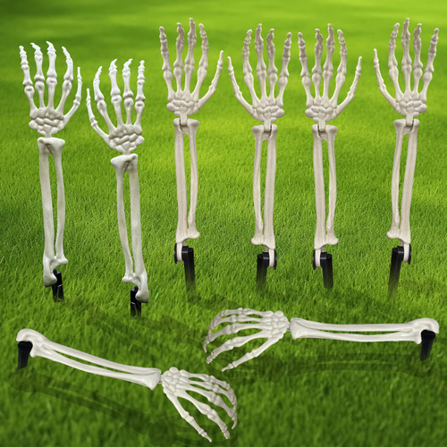 8 Pieces Realistic Looking Skeleton Stakes Severed Plastic Skeleton Hands,Halloween Zombie Arms Lawn Stakes for Halloween Props Decorations (Right & Left) (8 Pieces) 8 Pieces Realistic Looking Skeleton Stakes Severed Plastic Skeleton Hands,Halloween Zombie Arms Lawn Stakes for Halloween Props Decorations (Right & Left) (8 Pieces)
