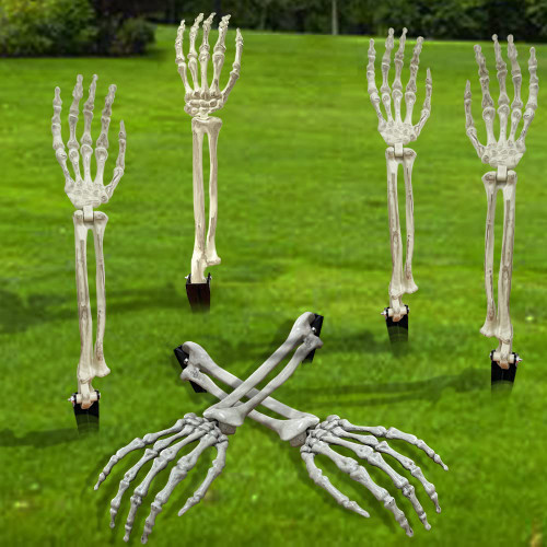 Realistic Looking Skeleton Stakes Severed Plastic Skeleton Hands Yard Signs for Halloween Props Decorations (3 Pair)