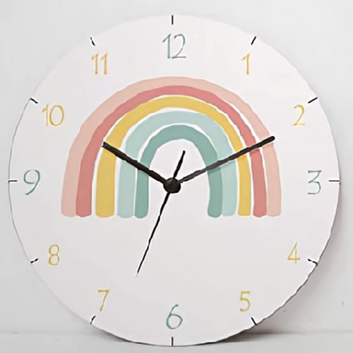 ArogGeld Rainbow School Wall Clock Vintage Wooden Round Clock Wall Decor 10 Inch Battery Operated Large Wall Clock Silent Round Wood Wall Clock Hanging Clocks Bedroom Decor Living Room, One Size