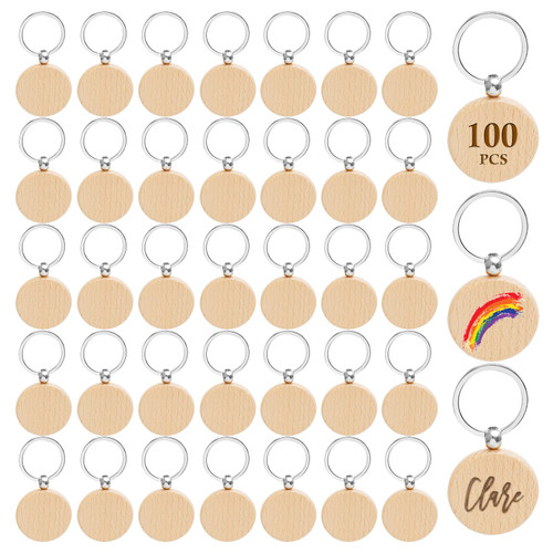 100 Pieces Wooden Keychain Blanks Round Shaped Wooden Keychain Set Voittozege DIY Wood Keychains Wood Blanks Key Chain Bulk Unfinished Wooden Key Ring Key Tag for DIY Gift Craft Supplies 100 Pieces Wooden Keychain Blanks Round Shaped Wooden Keychain Set Voittozege DIY Wood Keychains Wood Blanks Key Chain Bulk Unfinished Wooden Key Ring Key Tag for DIY Gift Craft Supplies