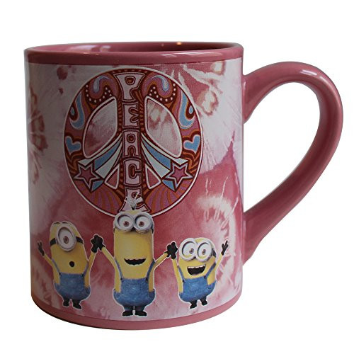 Silver Buffalo DM5432 Universal Despicable Me Pink Peace Ceramic Mug, 14-Ounces