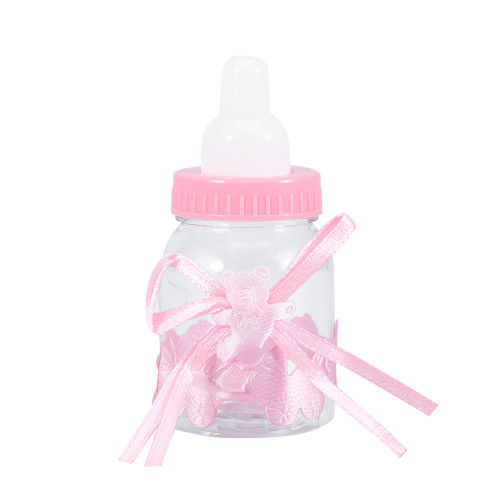 DIY Candy Bottle, 24Pcs Fillable Bottles Sweet Candy Box Gift for Baby Shower Party Decorations(Pink)